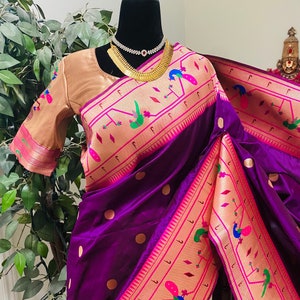 Pure Silk Banarasi Paithani Saree image 3