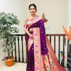 Pure Silk Banarasi Paithani Saree image 1