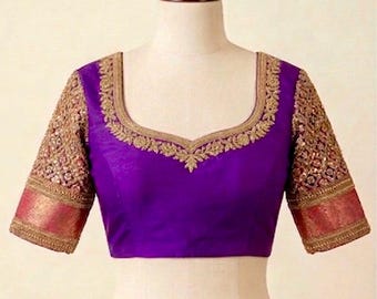 Handgefertigte Zardosi Arbeitsbluse - Maßangefertigte Brautbluse