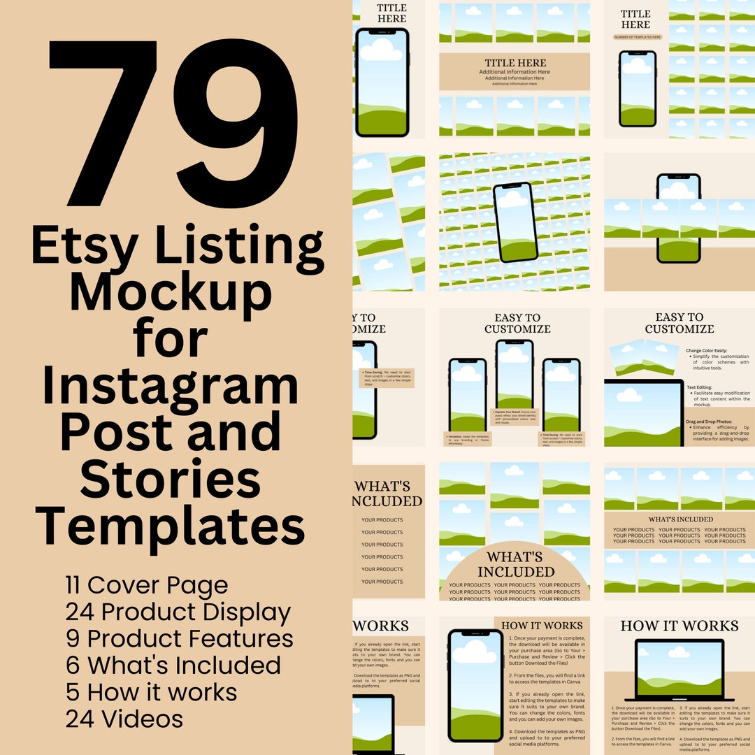 Etsy Listing Mockup Templates for Instagram Post and Stories Templates ...