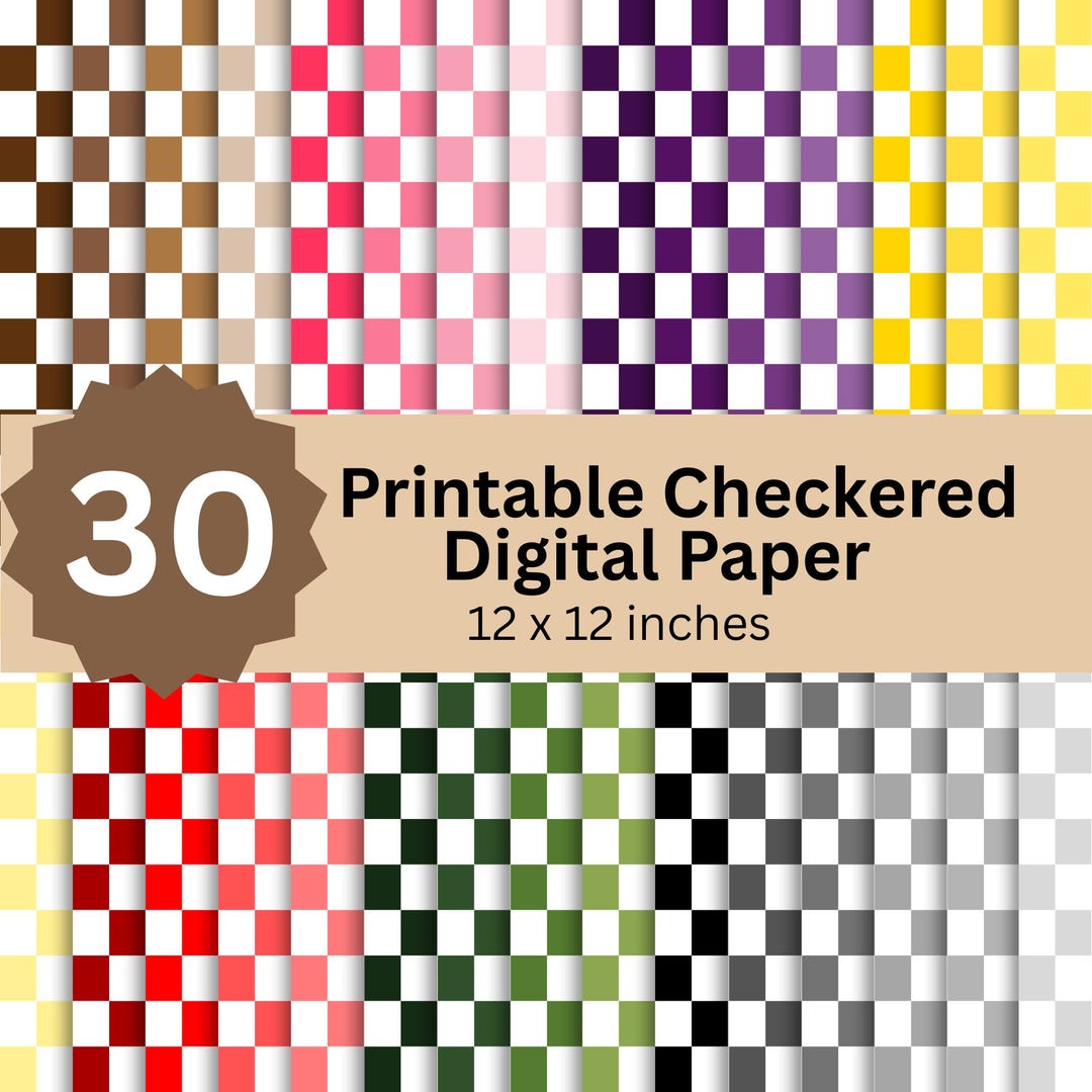 30 Printable Checkered Digital Paper Pack - Etsy