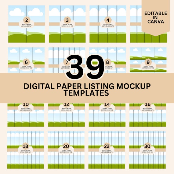 39 Digital Paper Mockup Templates: Seamless Pattern Listing (Digital Download)