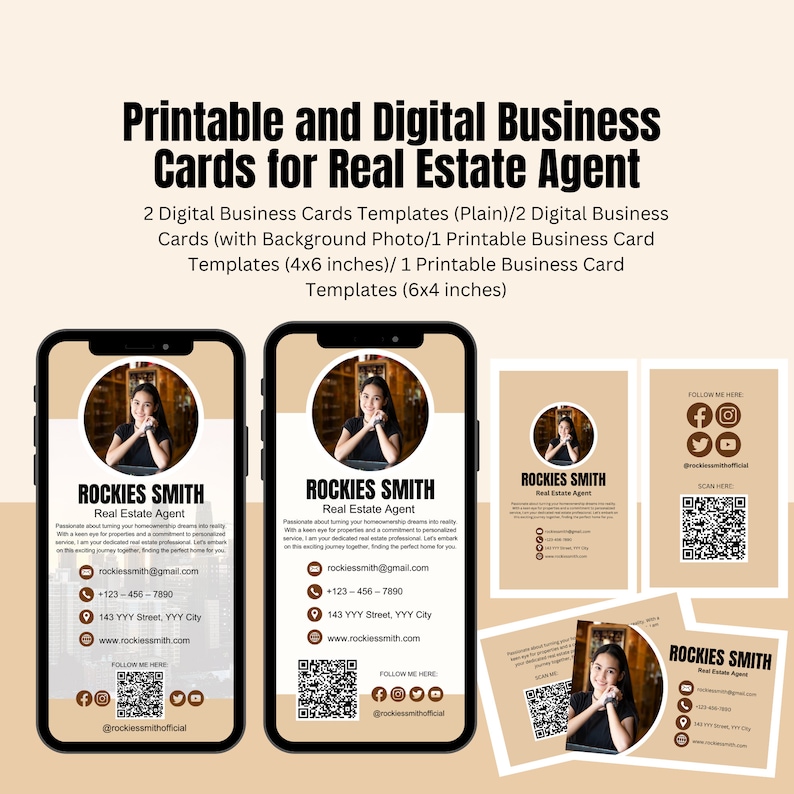 Printable and Digital Business Card Templates Electronic Business Card Templates Editable