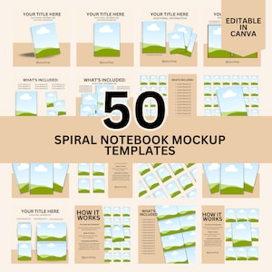 Spiral Notebook Mockup Templates: Editable Cover Designs