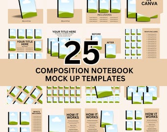Composition Notebook Mockup Vorlagen: Canva Easy-edit (Digitaler Download)