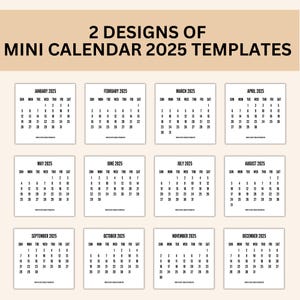 2025 Mini Calendar Templates Desk Calendar Templates Mini Calendar Desk Templates Editable Calendar Templates 2025 Desk Calendar