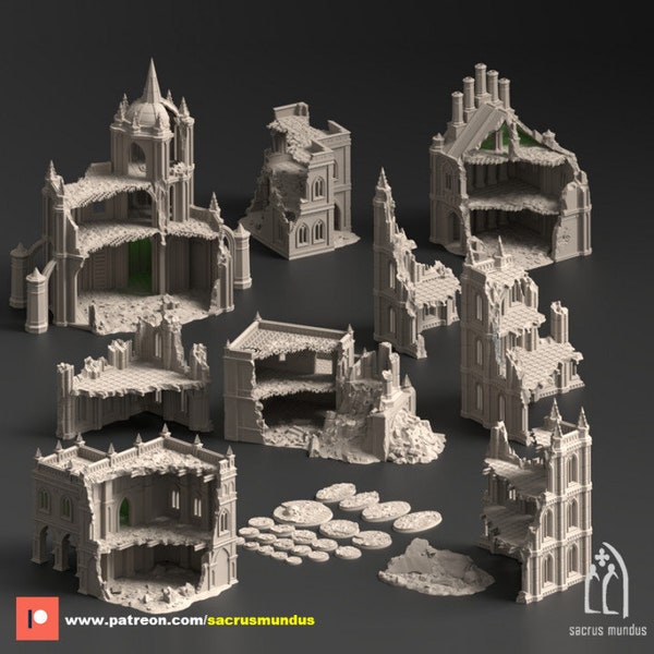 Gothic/Cathedral Ruins Tabletop Terrain I The Desolation of Emerita I By Sacrus Mundus