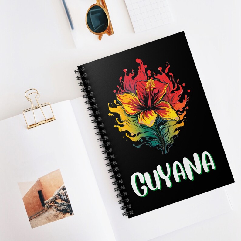 Guyana Fiery Hibiscus Notebook Guyanese Pride Stationery by Guyana