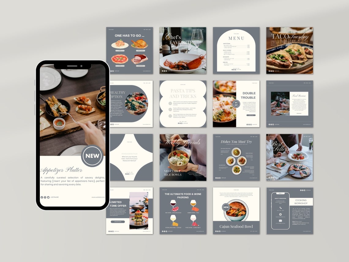 Restaurant Instagram Post Template | Restaurant Branding Kit | Business ...