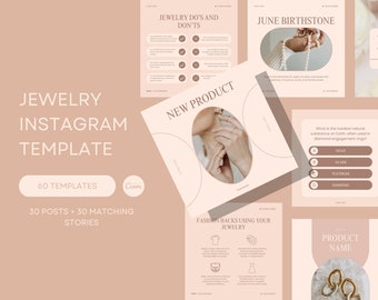 Jewelry Instagram Template | Jewelry Business Branding Kit | Jewelry Store Marketing Post | Editable Instagram Bundle | Canva Templates