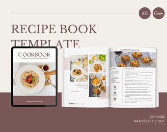 Recipe Book Template | Cookbook Template | Family Recipe Book | Digital Cookbook | Ebook Templates | Canva Templates