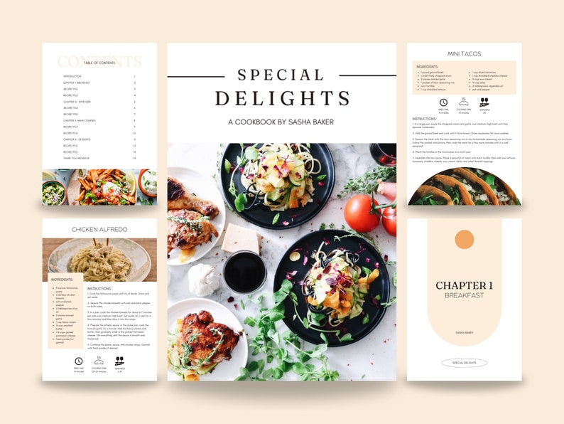 Cookbook Chapter Page Recipe Book Template | Cookbook Template | Digital Recipe Book ...