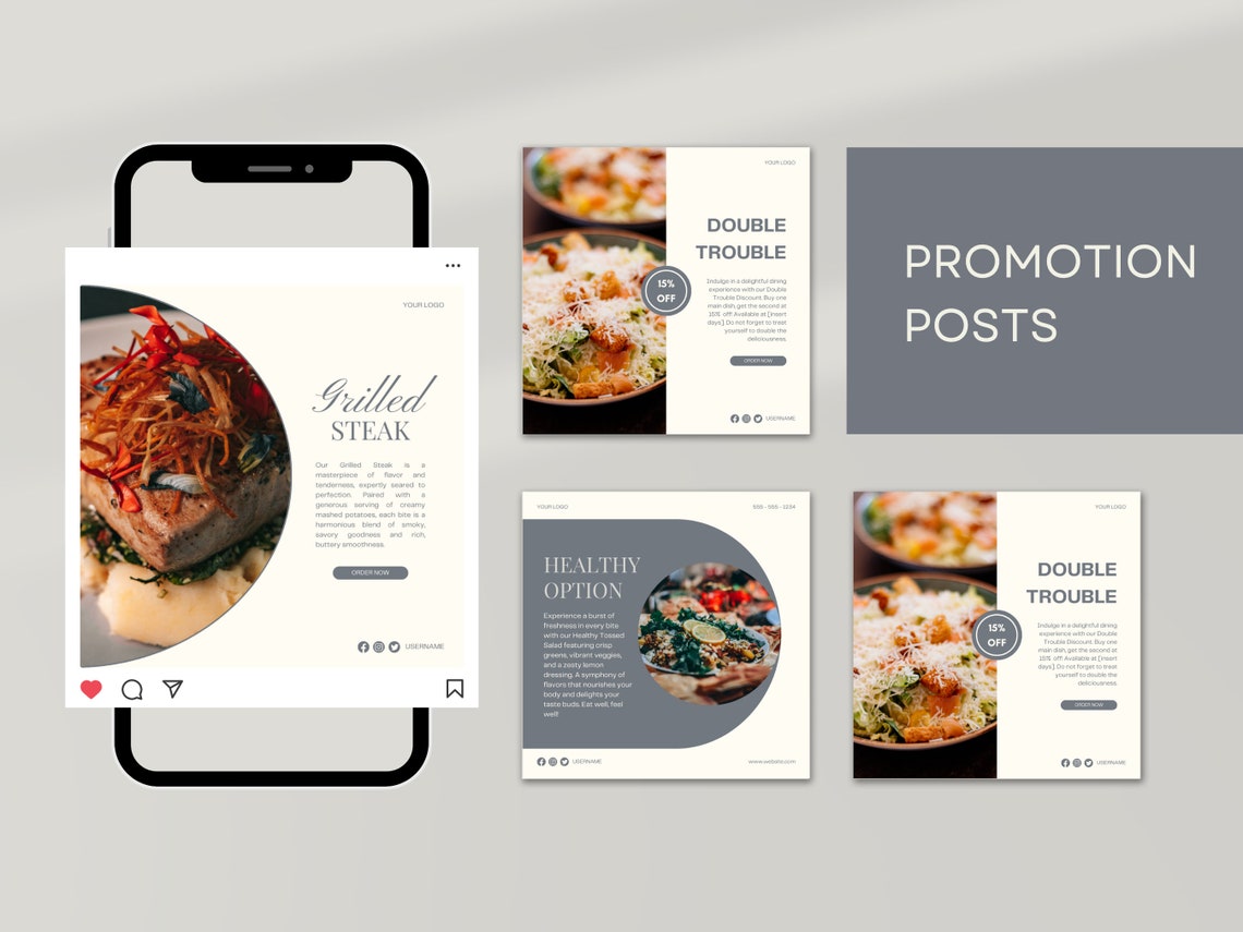 Restaurant Instagram Post Template | Restaurant Branding Kit | Business ...
