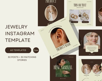 Jewelry Instagram Template | Jewelry Business Branding Kit | Jewelry Store Marketing Post | Editable Instagram Bundle | Canva Templates
