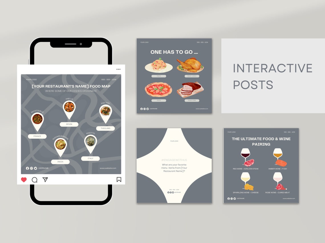 Restaurant Instagram Post Template | Restaurant Branding Kit | Business ...
