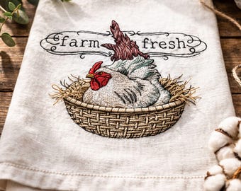 Farm Fresh Chicken Machine Embroidery Design Cute animal Lovers DST PES Instant Download Files
