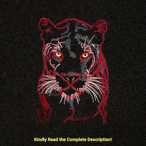 Wild Panther Face Embroidery Design Big Cat Embroidery Pattern Black Panther Embroidery File Wildlife Machine Embroidery File