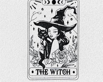 Witch Tarot Card Machine Embroidery Design Occult Embroidery Pattern Sorceress Mystical Embroidery File Pagan Fortune Teller Embroidery File
