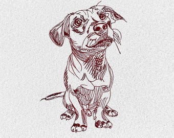 Dachshund Dog Line Art Machine Embroidery Design Wiener Dog Outline Pattern Pet Dog Redwork Machine Embroidery File Sausage Dog Sketch File