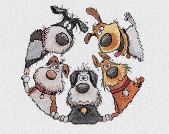 Dog Squad Machine Embroidery | Funny Cartoon Pet Digital Pattern Instant Download