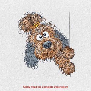 May include: A whimsical illustration of a dog with brown and gray fur, peeking around a corner. The dog has large, expressive eyes and a dark nose. The text "Kindly Read the Complete Description!" is at the bottom.