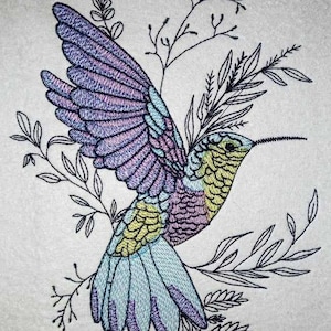 Hummingbird Machine Embroidery Design Flying Hummingbird Embroidery Bird Machine Design Instant Download PES DST JEF files