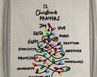 Christmas Prayers Embroidery Design: Tree with Lights (Digital Files)