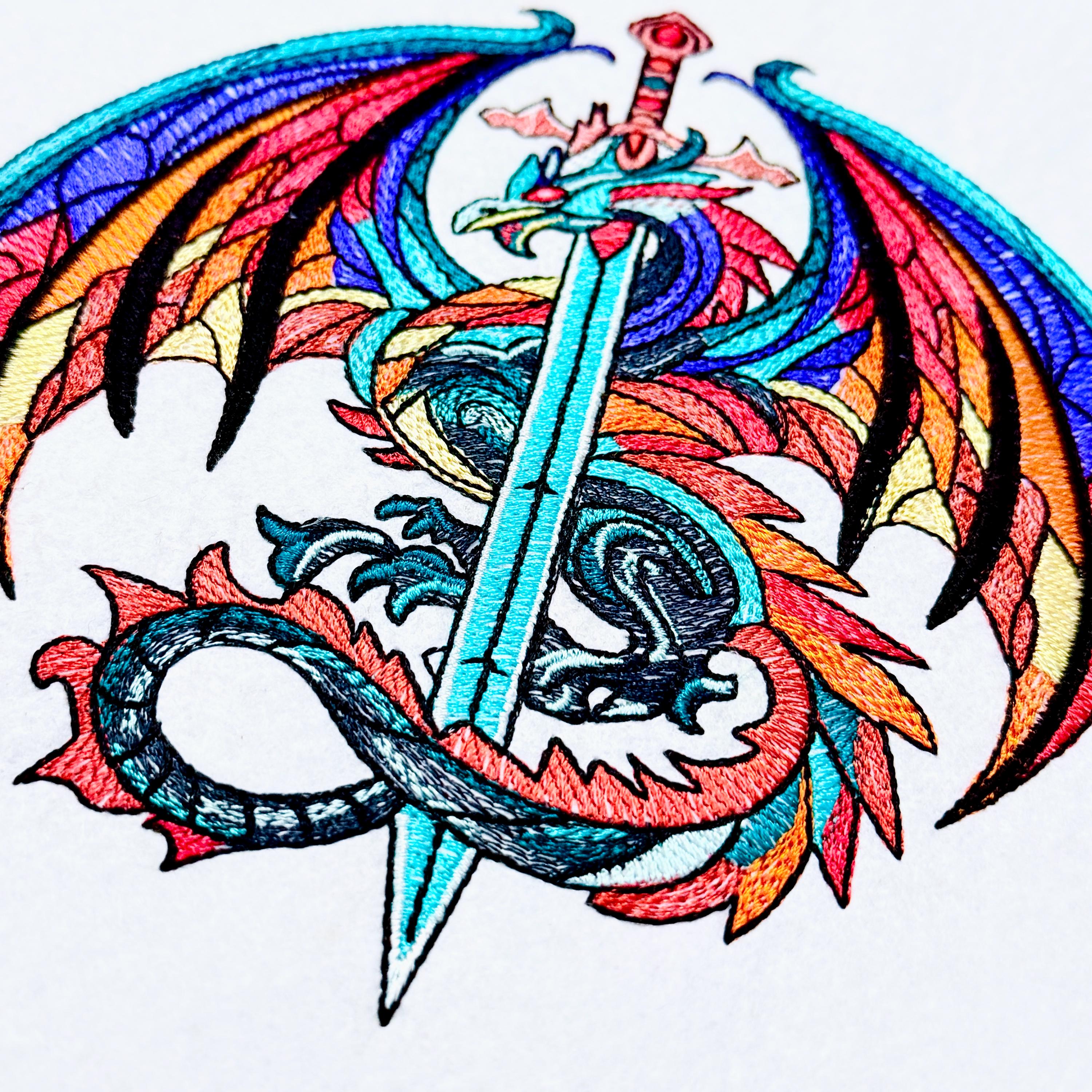 Sword Embroidary Dragon Sword Embroidery Design - Etsy