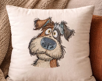 Shaggy Dog Face Machine Embroidery | Big Eyed Cartoon Digital Pattern Instant Download