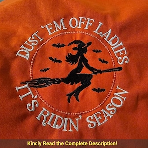 Hexenbesen-Stickmuster | Digitale Stickvorlage „Ridin Season“ zum sofortigen Download