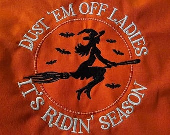 Witch Broom Machine Embroidery | Ridin Season Digital Pattern Instant Download