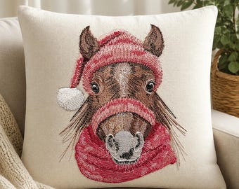 Christmas Horse Machine Embroidery | Santa Hat Winter Animal Digital Pattern Download