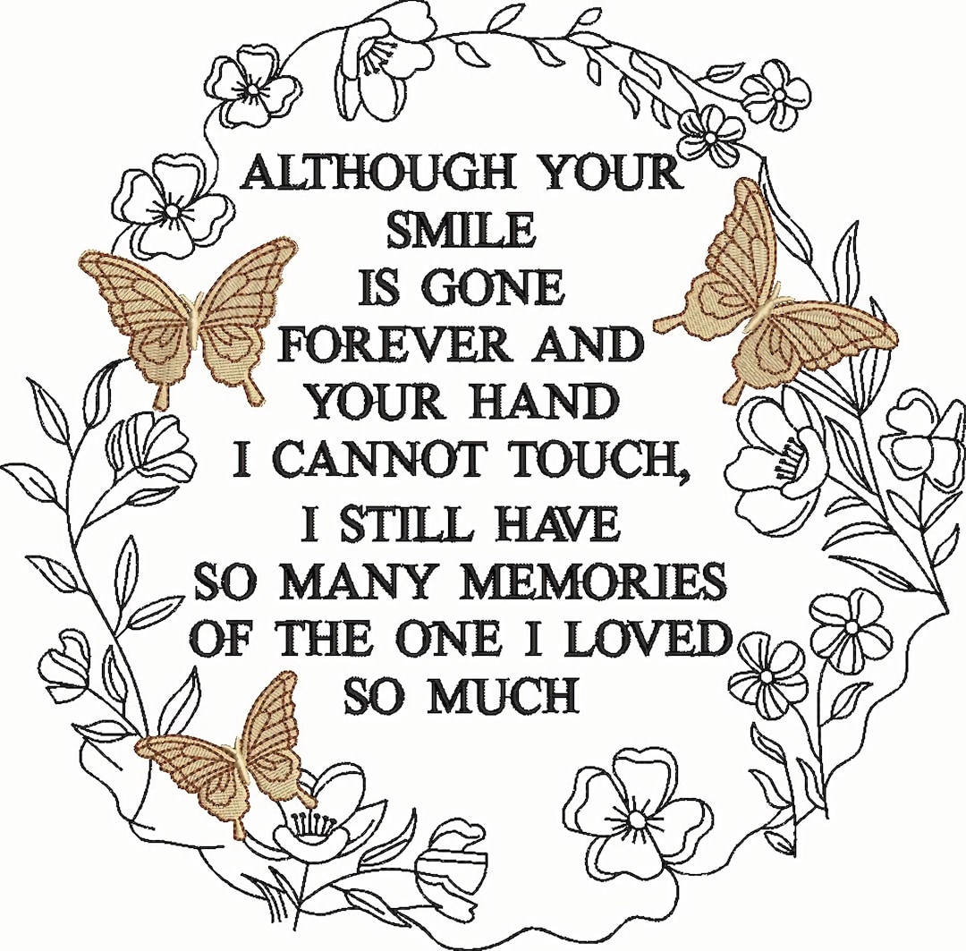 Memories of A Loved One Grief Poem Embroidery Designs Loss
