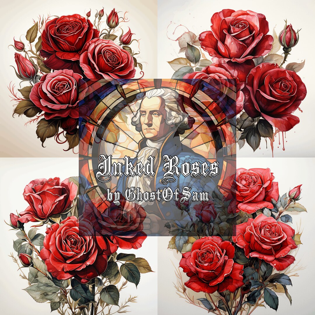 Ink on Watercolor Roses, Digital Art Download, Printable Flowers ...