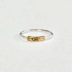 Gold Pansy Ring: Mixed Metal Sterling Silver Flower Ring
