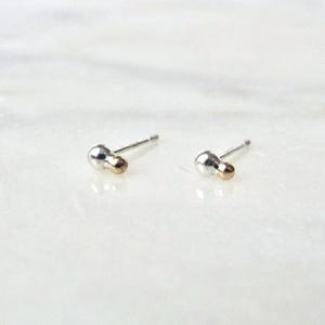 Mixed metal studs, fine silver and 14k gold stud earrings, everyday studs, two tone jewelry