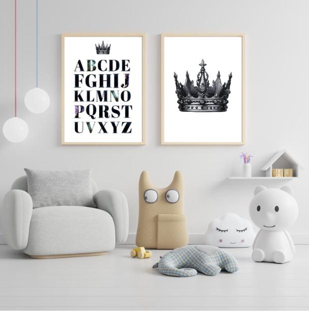ABC Wall Art | Crown Wall Art | Kids Room Decor - Etsy