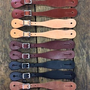Mens/Women's Smooth Leather Shaped Spur Straps Made in USA