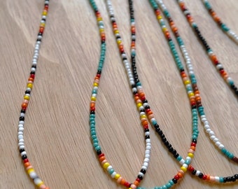 Western Style Seed Bead Necklace 1x Handmade sunset Necklace