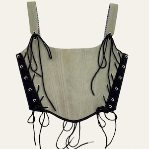 Сorset top corduroy black Stays green blue burgundy Rock clothing festival corset fairy corset cottage core
