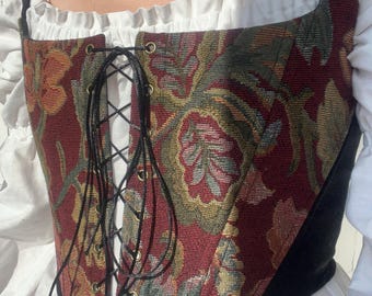 Bodice tatestry floral  corset top  Bordo corset burgundy stays Ren faire costume Cottage core corset Vintage corset