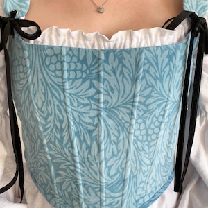 Renaissance stays Corset top Blue Bodice Floral Velvet  18 th century Ren faire costume Vintage corset Cottage core corset top Custom corset