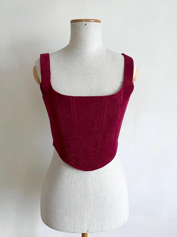Corset top basic corduroy corset  black bordo corset blue Renaissance corset Overbust corset top cottage core corset top ren faire corset