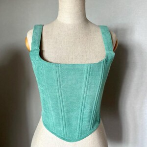 Corset top basic corduroy corset black bordo corset blue Renaissance corset Overbust corset top cottage core corset top ren faire corset image 7