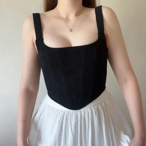 Corset top basic corduroy corset black bordo corset blue Renaissance corset Overbust corset top cottage core corset top ren faire corset image 2