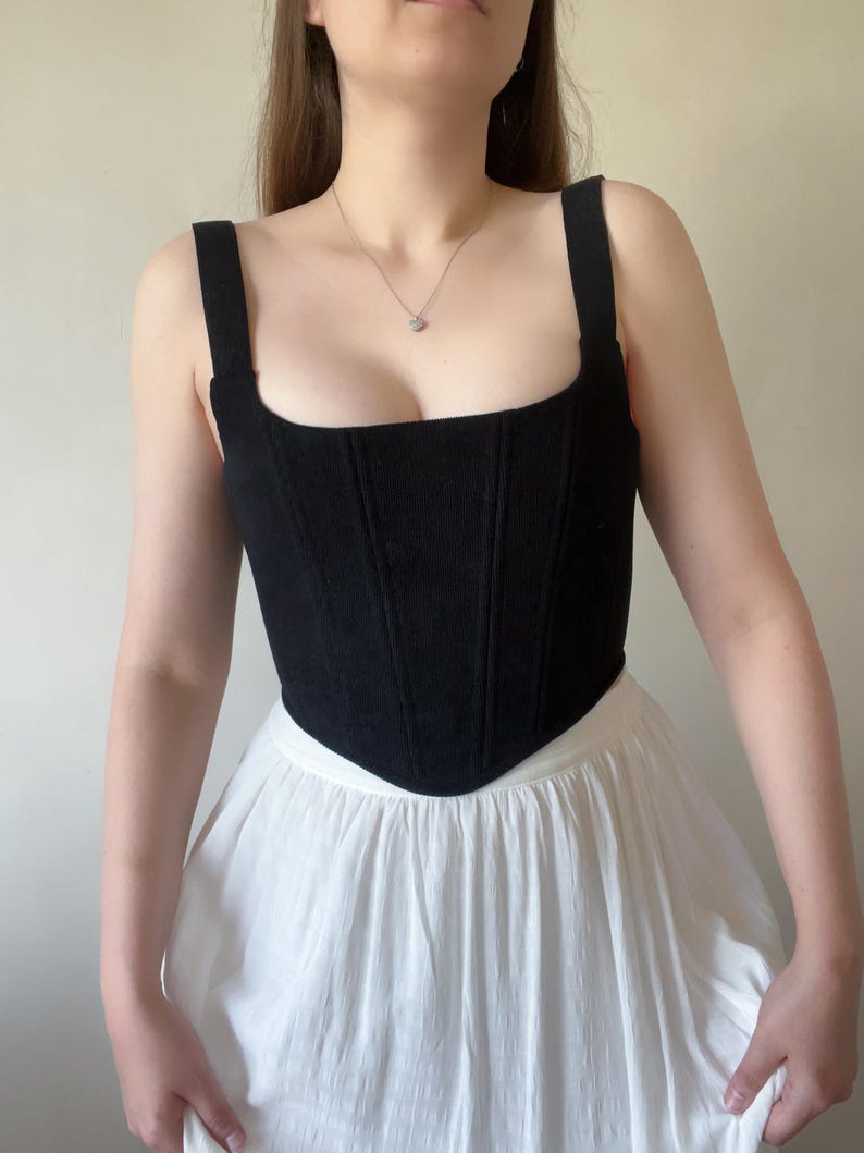 Corset top basic corduroy corset black bordo corset blue Renaissance corset Overbust corset top cottage core corset top ren faire corset image 2