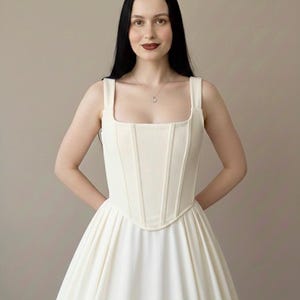 Corset top corduroy Ivory Ecru Wedding simply top White corset Renaissance corset Overbust corset top cottage core Ren faire corset