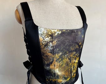 Cottagecore Print Corset Top - Gothic Renaissance Bodice
