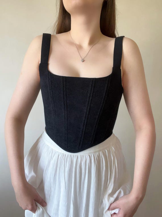 Corset top black Simple Corduroy Stays bordo Renaissance bodice  Overbust Cottage core corset Ren faire corset Custom basic corset