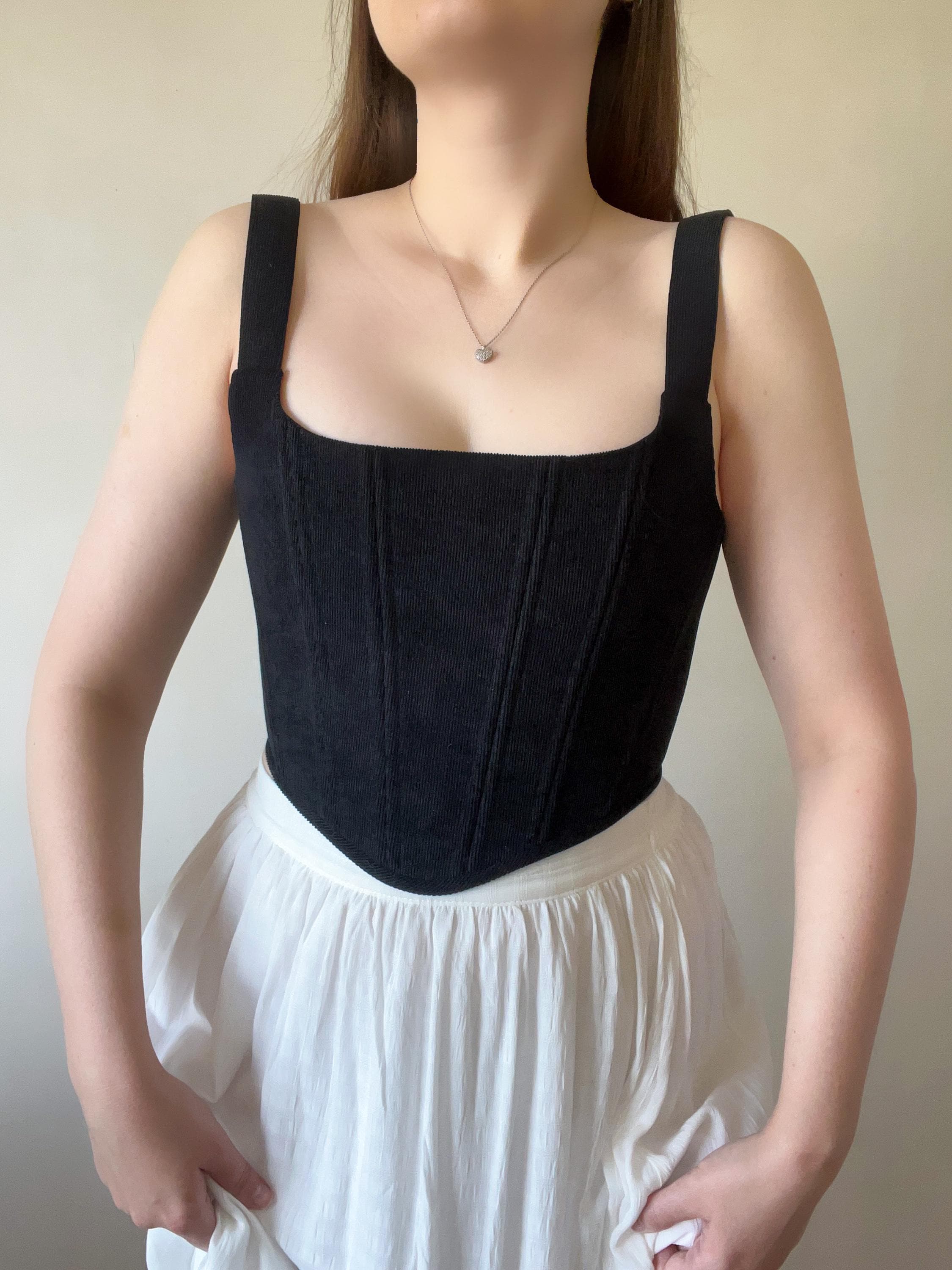 Corset top black Simple Corduroy Stays bordo Renaissance bodice Overbust Cottage core corset Ren faire corset Custom basic corset